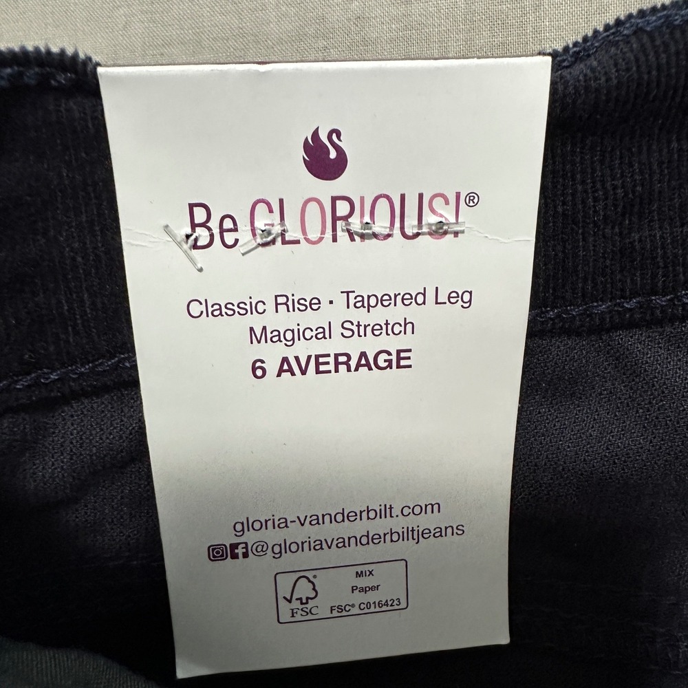 Gloria Vanderbilt Women's 6 Amanda Corduroy Pants Midnight Affair Stretch NEW - Picture 10 of 11